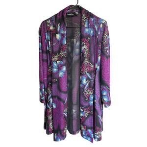 Magic Scarf Slinky TravelWear Open Cardigan Hibiscus Purple 2XL Whimsigoth